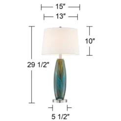360 Lighting Azure Modern Table Lamps 29 1/2" Tall Set Of 2 Blue Brown Art Glass White Fabric Drum Shade For Bedroom Living Room Bedside Nightstand 13 360 Lighting Azure Modern Table Lamps 29 1/2" Tall Set Of 2 Blue Brown Art Glass White Fabric Drum Shade For Bedroom Living Room Bedside Nightstand -360 Lighting GUEST ccca3cc4 0d58 4d78 95db 63c3501b89e9