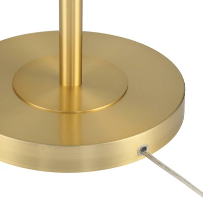 360 Lighting Modern Downbridge Floor Lamp 61 1/2" Tall Warm Gold Metal Off-White Linen Drum Shade For Living Room Reading Bedroom 6 360 Lighting Modern Downbridge Floor Lamp 61 1/2" Tall Warm Gold Metal Off-White Linen Drum Shade For Living Room Reading Bedroom - Image 4