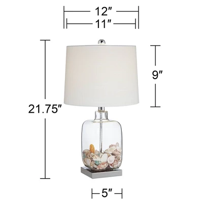 360 Lighting Coastal Accent Table Lamp 21.75" High Clear Glass Fillable Sea Shells White Drum Shade For Living Room Family Bedroom Bedside 8 360 Lighting Coastal Accent Table Lamp 21.75" High Clear Glass Fillable Sea Shells White Drum Shade For Living Room Family Bedroom Bedside - Image 6