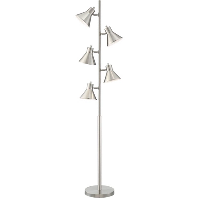 360 Lighting Modern Floor Lamp 5-Light Tree 70" Tall Brushed Nickel Metal Adjustable Heads For Living Room Reading Bedroom Office 9 360 Lighting Modern Floor Lamp 5-Light Tree 70" Tall Brushed Nickel Metal Adjustable Heads For Living Room Reading Bedroom Office - Image 7