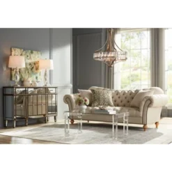 360 Lighting Carol Modern Table Lamps 28" Tall Set Of 2 Mercury Glass White Fabric Drum Shade For Bedroom Living Room Bedside Nightstand Office Kids -360 Lighting GUEST d17284ac 8aac 40d4 a30d 2ca7ce3a5288