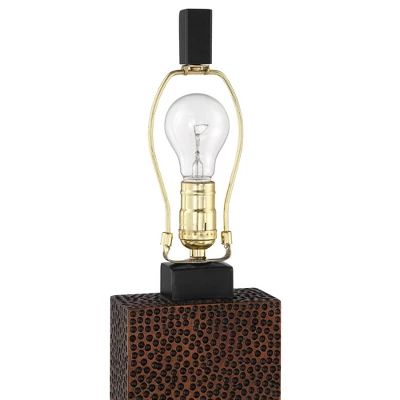 360 Lighting Caldwell Rustic Farmhouse Table Lamps 24.75" High Set Of 2 Bronze Hammered Fabric Rectangular Shade For Bedroom Living Room Bedside 5 360 Lighting Caldwell Rustic Farmhouse Table Lamps 24.75" High Set Of 2 Bronze Hammered Fabric Rectangular Shade For Bedroom Living Room Bedside - Image 3