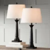 360 Lighting Dolbey Rustic Farmhouse Table Lamps 28" Tall Set Of 2 Bronze Off White Drum Shade For Bedroom Living Room Bedside Nightstand Office House -360 Lighting GUEST d27d8686 27ef 4e1e 9b52 df72d52bb231