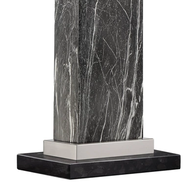 360 Lighting Connie Modern Table Lamps Set Of 2 With Black Marble Riser 25" High Black Faux Marble USB Charging Port White Rectangular Shade For Desk 5 360 Lighting Connie Modern Table Lamps Set Of 2 With Black Marble Riser 25" High Black Faux Marble USB Charging Port White Rectangular Shade For Desk - Image 3