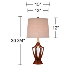 360 Lighting St. Claire Modern Mid Century Table Lamp 30 3/4" Tall Wood Open Vase Taupe Drum Shade For Bedroom Living Room Bedside Nightstand Office -360 Lighting GUEST d3a2af65 2a29 4650 b798 3594d4271fff