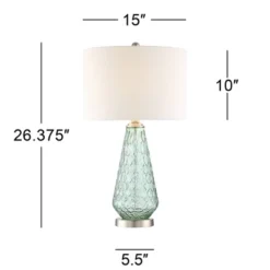 360 Lighting Julia 26 3/8" Tall Modern Coastal Table Lamps Set Of 2 Seafoam Green Glass Living Room Bedroom Bedside Nightstand House Off-White Shade -360 Lighting GUEST d4284e90 1077 4b81 bf04 0bf61fecb778