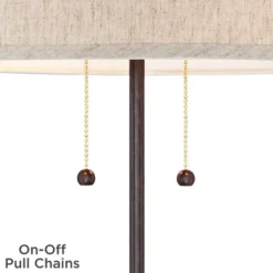 360 Lighting Modern Accent Table Lamp With USB And AC Power Outlet 23 1/2" High Bronze Fabric Drum Shade For Bedroom Living Room House Desk Bedside -360 Lighting GUEST d49981cc a0b5 4426 aead 00a9612cb3ac