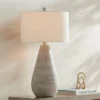 360 Lighting Julio Modern Table Lamp 30" Tall Natural Gray Ceramic Oatmeal Drum Shade For Bedroom Living Room Bedside Nightstand Office Kids House -360 Lighting GUEST d54b8492 9fe4 41d3 a24a 463f982f887d