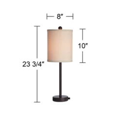 360 Lighting Trotter Modern Table Lamps 23 3/4" High Set Of 2 Oiled Bronze With USB And AC Power Outlet In Base Burlap Shade For Living Room Home Desk -360 Lighting GUEST d5b3eb5d a29f 40ed 97c1 96ffa4638d75
