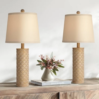 360 Lighting Gisele Cottage Table Lamps 24" High Set Of 2 Gold Wash Lattice Column Tapered Drum Shade For Bedroom Living Room Bedside Nightstand Home 3 360 Lighting Gisele Cottage Table Lamps 24" High Set Of 2 Gold Wash Lattice Column Tapered Drum Shade For Bedroom Living Room Bedside Nightstand Home