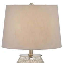 360 Lighting Cottage Accent Table Lamp 19 1/2" High Mercury Glass Teardrop Gray Drum Shade For Bedroom Bedside Nightstand Office -360 Lighting GUEST d7533dfc 7294 4f13 a80d 88f0a9da04db