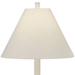 360 Lighting Modern Table Lamps 24 1/2" High Set Of 2 White Sculpture Fabric Cone Shade For Bedroom Living Room House Home Bedside Nightstand Office -360 Lighting GUEST d8073110 d14d 4050 bcc2 3404f2947cd8