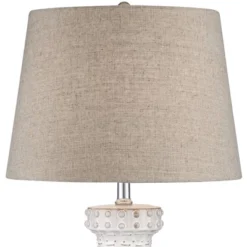 360 Lighting Helene Country Cottage Table Lamp 26" High Cream White Glaze Linen Tan Drum Shade For Bedroom Living Room Bedside Nightstand Office House -360 Lighting GUEST d81bfeb2 1ed8 4f0a 8f76 676d2c772f35