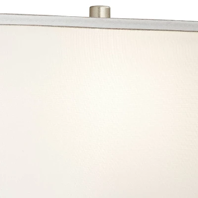 360 Lighting Evan Modern Table Lamps 28 1/2" Tall Set Of 2 Brushed Nickel With USB Charging Port White Rectangular Shade For Bedroom Living Room House 4 360 Lighting Evan Modern Table Lamps 28 1/2" Tall Set Of 2 Brushed Nickel With USB Charging Port White Rectangular Shade For Bedroom Living Room House - Image 2