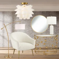 360 Lighting Modern Coastal Table Lamp 26" High White Ceramic Fabric Drum Shade For Bedroom Living Room Bedside Nightstand Office House Home Family -360 Lighting GUEST da4afbd3 72b2 4212 82eb 79043785c500