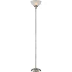 360 Lighting Modern Torchiere Floor Lamp With USB Charging Port 71” Tall Satin Nickel Alabaster Glass Shade Living Room Reading -360 Lighting GUEST da84fb05 211e 4261 aeca c9156a2c3d79