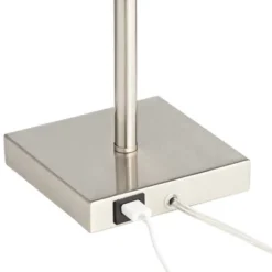 360 Lighting Franco Modern Table Lamps 26 1/2" High Set Of 2 Brushed Nickel With USB Charging Ports White Square Shade For Bedroom Living Room Desk -360 Lighting GUEST dcdac6ef 5d81 4770 bd77 5b59f451a6a9