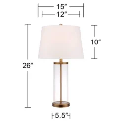 360 Lighting Coastal Table Lamp 26" High Glass Cylinder Gold Fillable White Drum Shade For Living Room Family Bedroom Bedside Nightstand -360 Lighting GUEST dd2c6f0b 2ba9 4de2 b1d4 83514a33bc37