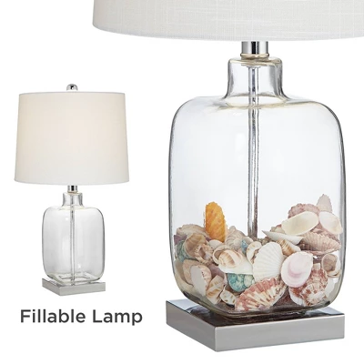 360 Lighting Coastal Accent Table Lamp 21.75" High Clear Glass Fillable Sea Shells White Drum Shade For Living Room Family Bedroom Bedside 7 360 Lighting Coastal Accent Table Lamp 21.75" High Clear Glass Fillable Sea Shells White Drum Shade For Living Room Family Bedroom Bedside - Image 5