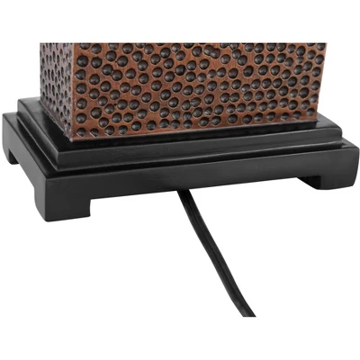 360 Lighting Caldwell Rustic Farmhouse Table Lamps 24.75" High Set Of 2 Bronze Hammered Fabric Rectangular Shade For Bedroom Living Room Bedside 6 360 Lighting Caldwell Rustic Farmhouse Table Lamps 24.75" High Set Of 2 Bronze Hammered Fabric Rectangular Shade For Bedroom Living Room Bedside - Image 4