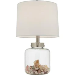 360 Lighting Canister Coastal Accent Table Lamp 20 1/2" High Clear Glass Fillable Sea Shells Off White Linen Drum Shade For Bedroom Living Room Kids -360 Lighting GUEST e0a0b5d6 9a5e 4e62 8f4a 3caa5df5f12f