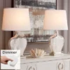 360 Lighting Axel Modern Table Lamps 25" High Set Of 2 Mercury Glass With Dimmers White Fabric Drum Shade For Bedroom Living Room Bedside Nightstand -360 Lighting GUEST e31b41d3 3f22 4a2f b8e5 460aa6e2d25f