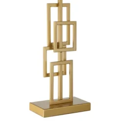 360 Lighting Gale Modern Mid Century Table Lamps 26" High Set Of 2 Brushed Gold Grid Metal White Shade For Bedroom Living Room Bedside Nightstand Kids -360 Lighting GUEST e375d6bd 2d10 4a72 a4cc fbea8c901ee7