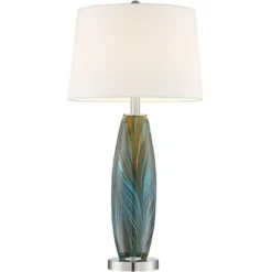360 Lighting Azure Modern Table Lamps 29 1/2" Tall Set Of 2 Blue Brown Art Glass White Fabric Drum Shade For Bedroom Living Room Bedside Nightstand 14 360 Lighting Azure Modern Table Lamps 29 1/2" Tall Set Of 2 Blue Brown Art Glass White Fabric Drum Shade For Bedroom Living Room Bedside Nightstand -360 Lighting GUEST e6e66b25 a868 4d4e a86e 490cb9064561