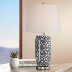 360 Lighting Modern Accent Table Lamps 23 1/2" High Set Of 2 White Gray Ceramic White Fabric Drum Shade Decor For Bedroom Living Room 13 360 Lighting Modern Accent Table Lamps 23 1/2" High Set Of 2 White Gray Ceramic White Fabric Drum Shade Decor For Bedroom Living Room -360 Lighting GUEST e7205eb6 6d26 4034 97c4 f1e116a1ff77