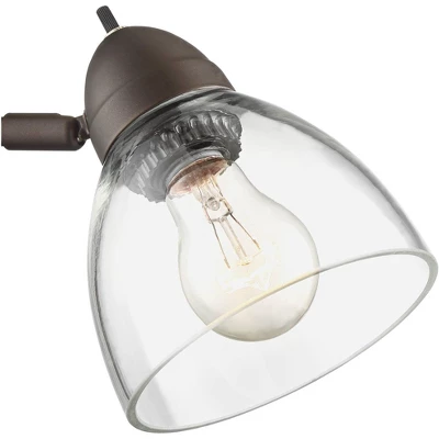 360 Lighting Riley Rustic Farmhouse Torchiere Floor Lamp With Side Lights 72" Tall Painted Bronze Metal Clear Glass Shade For Living Room Reading Home 5 360 Lighting Riley Rustic Farmhouse Torchiere Floor Lamp With Side Lights 72" Tall Painted Bronze Metal Clear Glass Shade For Living Room Reading Home - Image 3