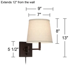 360 Lighting Lanett Modern Swing Arm Wall Lamps Set Of 2 Painted Bronze Plug-in Light Fixture Oatmeal Empire Shades For Bedroom Bedside Living Room -360 Lighting GUEST e994fa2b 0da2 4374 8d97 34b529c238d8