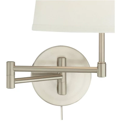 360 Lighting Oray Modern Swing Arm Wall Lamps Set Of 2 Brushed Nickel Plug-in Light Fixture Off White Cotton Drum Shade For Bedroom Living Room House 4 360 Lighting Oray Modern Swing Arm Wall Lamps Set Of 2 Brushed Nickel Plug-in Light Fixture Off White Cotton Drum Shade For Bedroom Living Room House - Image 2