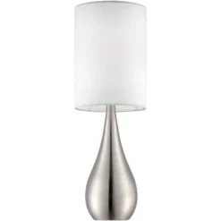 360 Lighting Evans Modern Accent Table Lamps 21" High Set Of 2 Brushed Nickel Metal Teardrop White Cylinder Shade For Bedroom Living Room House Home -360 Lighting GUEST ea8ec941 c033 440c abb4 847356e4ebf2