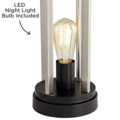 360 Lighting Marcel Modern Table Lamps Set Of 2 24 1/4" High Brushed Nickel With LED Nightlight USB Charging Port White Shade For Bedroom House Desk -360 Lighting GUEST ead1be5c 2dcb 46d6 a635 676f0362d94d