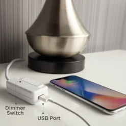 360 Lighting Accent Urn Table Lamp With USB Charging Port 22" High Warm Bronze Drum Shade For Living Room Desk Bedroom House -360 Lighting GUEST ebc0f417 de2e 4349 b9ed c3ead5843cdf 4