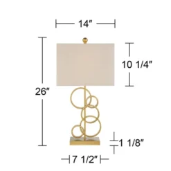 360 Lighting Saul Modern Table Lamp 26" High Brass Gold Metal Open Rings Oatmeal Fabric Rectangular Shade For Bedroom Living Room Bedside Nightstand 15 360 Lighting Saul Modern Table Lamp 26" High Brass Gold Metal Open Rings Oatmeal Fabric Rectangular Shade For Bedroom Living Room Bedside Nightstand -360 Lighting GUEST ecaf6bd9 f899 4f06 9074 a521169d9a10