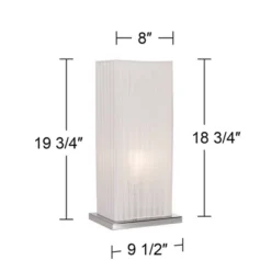 360 Lighting Cube Modern Accent Table Lamp 19 3/4" High White Ribbon Fabric Shade For Bedroom Living Room Bedside Nightstand Office Kids Family House -360 Lighting GUEST ed4bd12c 3cd4 42c5 bc5f 8d011486a1f9