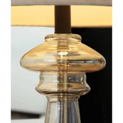 360 Lighting Table Lamp 27" Tall Clear Champagne Gold Glass Taupe Drum Shade Living Room Family Bedroom Bedside Nightstand Office -360 Lighting GUEST ed9c20c8 367f 423f 85cd a44d6c566265