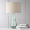 360 Lighting Julia Modern Table Lamp 26 1/2" High Green Glass White Drum Shade For Bedroom Living Room Bedside Nightstand Office Kids Family House -360 Lighting GUEST ee259b7e 4300 460f 925e 590fc75d1f82