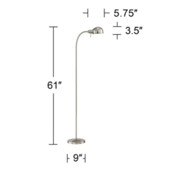 360 Lighting Ridley Modern Floor Lamp Standing 61" Tall Satin Nickel Metal Adjustable Gooseneck Arm For Living Room Reading Bedroom Office House Home 13 360 Lighting Ridley Modern Floor Lamp Standing 61" Tall Satin Nickel Metal Adjustable Gooseneck Arm For Living Room Reading Bedroom Office House Home -360 Lighting GUEST ee778d00 3726 44ed 8ca7 9cefd86021ce