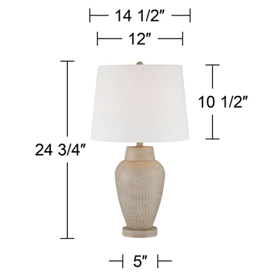 360 Lighting Rupert Rustic Farmhouse Table Lamp 24 3/4" High Beige Hammered Off White Linen Drum Shade For Bedroom Living Room Bedside Nightstand Home 9 360 Lighting Rupert Rustic Farmhouse Table Lamp 24 3/4" High Beige Hammered Off White Linen Drum Shade For Bedroom Living Room Bedside Nightstand Home - Image 7