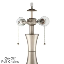 360 Lighting Simon Modern Accent Table Lamps Set Of 2 21" High Silver With USB Charging Port White Glass Dome Shade For Bedroom Living Room House Desk -360 Lighting GUEST f0a6a726 2d99 4245 94ae edbceb984af2