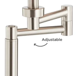 360 Lighting Camber Modern Desk Table Lamp 29" Tall Brushed Steel With USB And AC Power Outlet In Base Swing Arm Linen Shade For Bedroom Living Room -360 Lighting GUEST f1eae3c4 e0cf 4b3c 9675 26f878e9f512