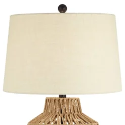 360 Lighting San Marcos Modern Coastal Table Lamp 27" Tall Natural Wicker Oatmeal Drum Shade For Bedroom Living Room Bedside Nightstand Office Kids -360 Lighting GUEST f2e1f7e7 b47c 493a ae7c 88366a1c91d1