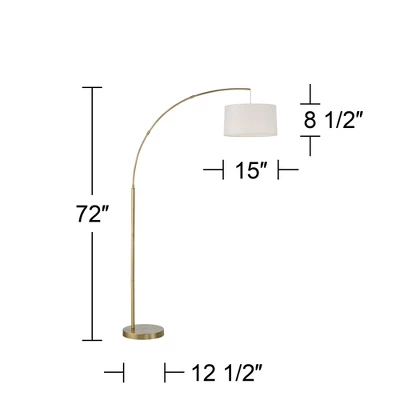 360 Lighting Modern Arc Floor Lamp With USB Charging Port 72" Tall Brass White Linen Drum Shade For Living Room Reading House Home 10 360 Lighting Modern Arc Floor Lamp With USB Charging Port 72" Tall Brass White Linen Drum Shade For Living Room Reading House Home - Image 8