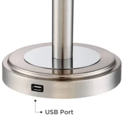 360 Lighting Camile Modern Table Lamps 25" High Set Of 2 Brushed Nickel With USB Charging Port Off White Drum Shade For Living Room Office House Desk -360 Lighting GUEST f436b9cc 0a81 48d9 8178 4c9b9dea41c3 1