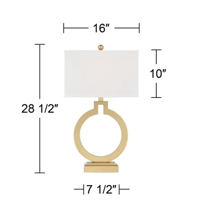 360 Lighting Modern Table Lamps 28 1/2" Tall Set Of 2 With USB Charging Port Brushed Gold Open Ring White Shade For Bedroom Living Room House Bedside 7 360 Lighting Modern Table Lamps 28 1/2" Tall Set Of 2 With USB Charging Port Brushed Gold Open Ring White Shade For Bedroom Living Room House Bedside - Image 5