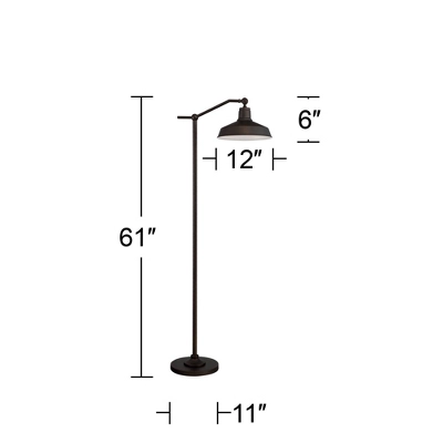 360 Lighting Rustic Downbridge Floor Lamp With USB Charging Port 61" Tall Satin Bronze Metal Dome Shade Living Room Reading House 10 360 Lighting Rustic Downbridge Floor Lamp With USB Charging Port 61" Tall Satin Bronze Metal Dome Shade Living Room Reading House - Image 8