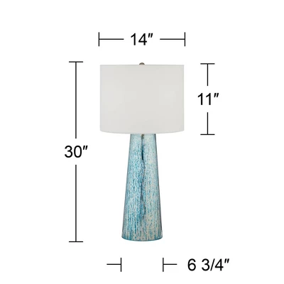 360 Lighting Marcus Modern Table Lamps 30" Tall Set Of 2 Mercury Glass Column White Drum Shade For Bedroom Living Room Bedside Nightstand Office Home 9 360 Lighting Marcus Modern Table Lamps 30" Tall Set Of 2 Mercury Glass Column White Drum Shade For Bedroom Living Room Bedside Nightstand Office Home - Image 7