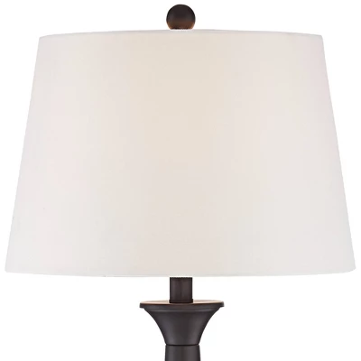 360 Lighting Dolbey Rustic Farmhouse Table Lamps 28" Tall Set Of 2 Bronze Off White Drum Shade For Bedroom Living Room Bedside Nightstand Office House 5 360 Lighting Dolbey Rustic Farmhouse Table Lamps 28" Tall Set Of 2 Bronze Off White Drum Shade For Bedroom Living Room Bedside Nightstand Office House - Image 3